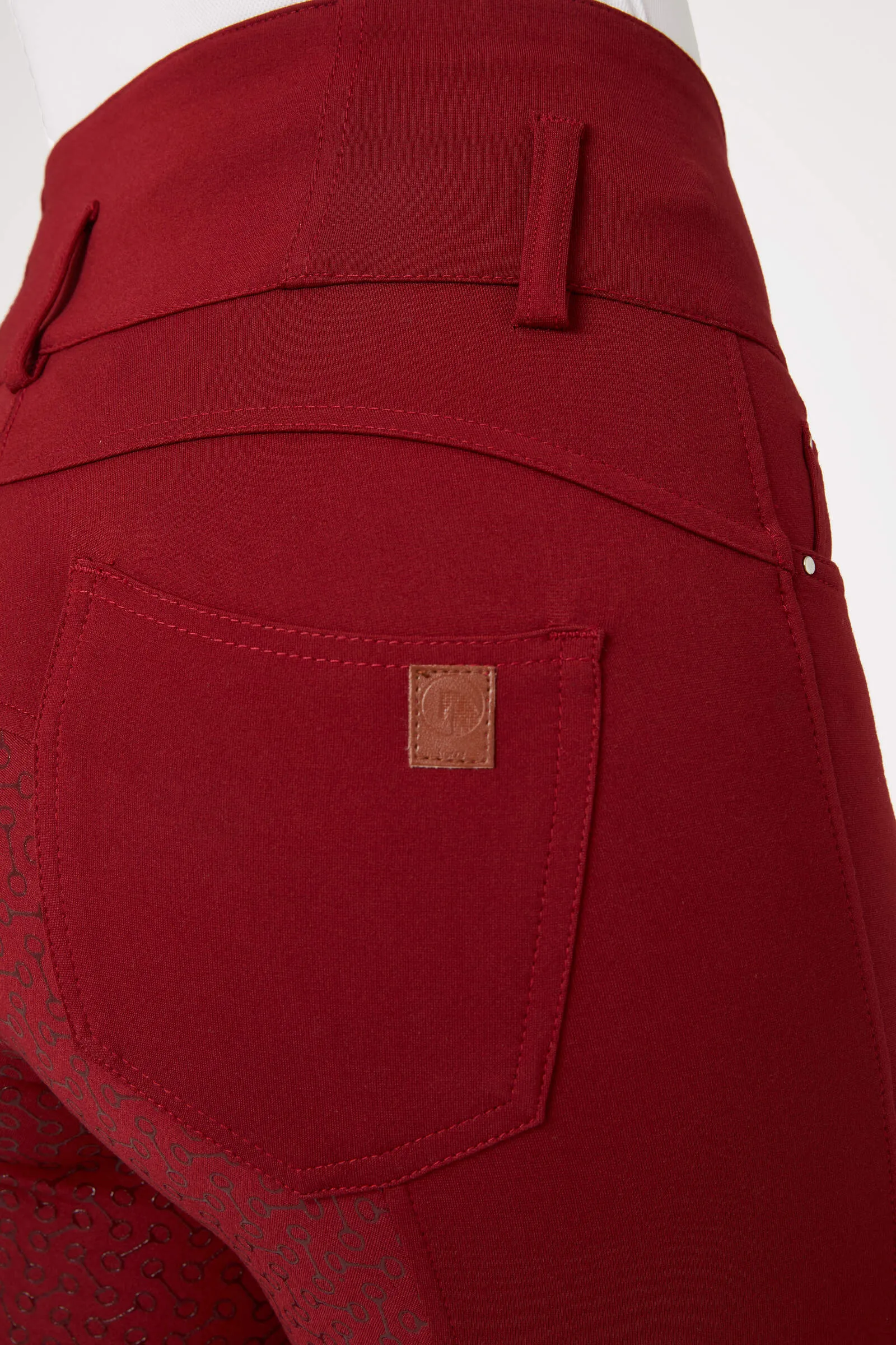 Horze Tara Ladies High-Waist Gel Seat Breeches (Red)
