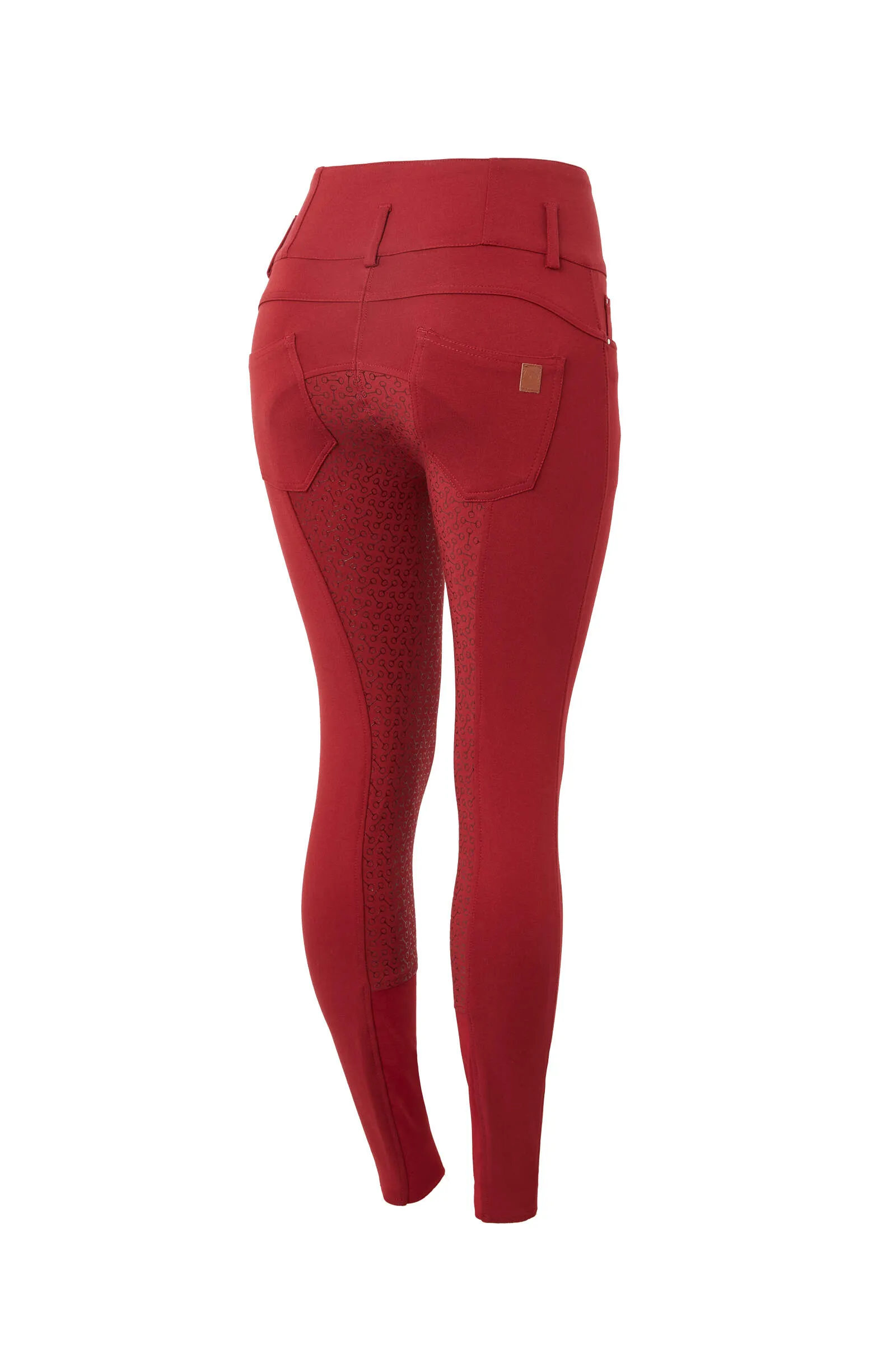 Horze Tara Ladies High-Waist Gel Seat Breeches (Red)
