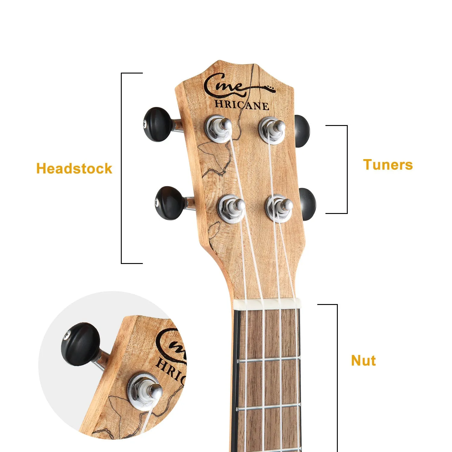 HRICANE Ukulele Slim tenor Solid walnut ukulele