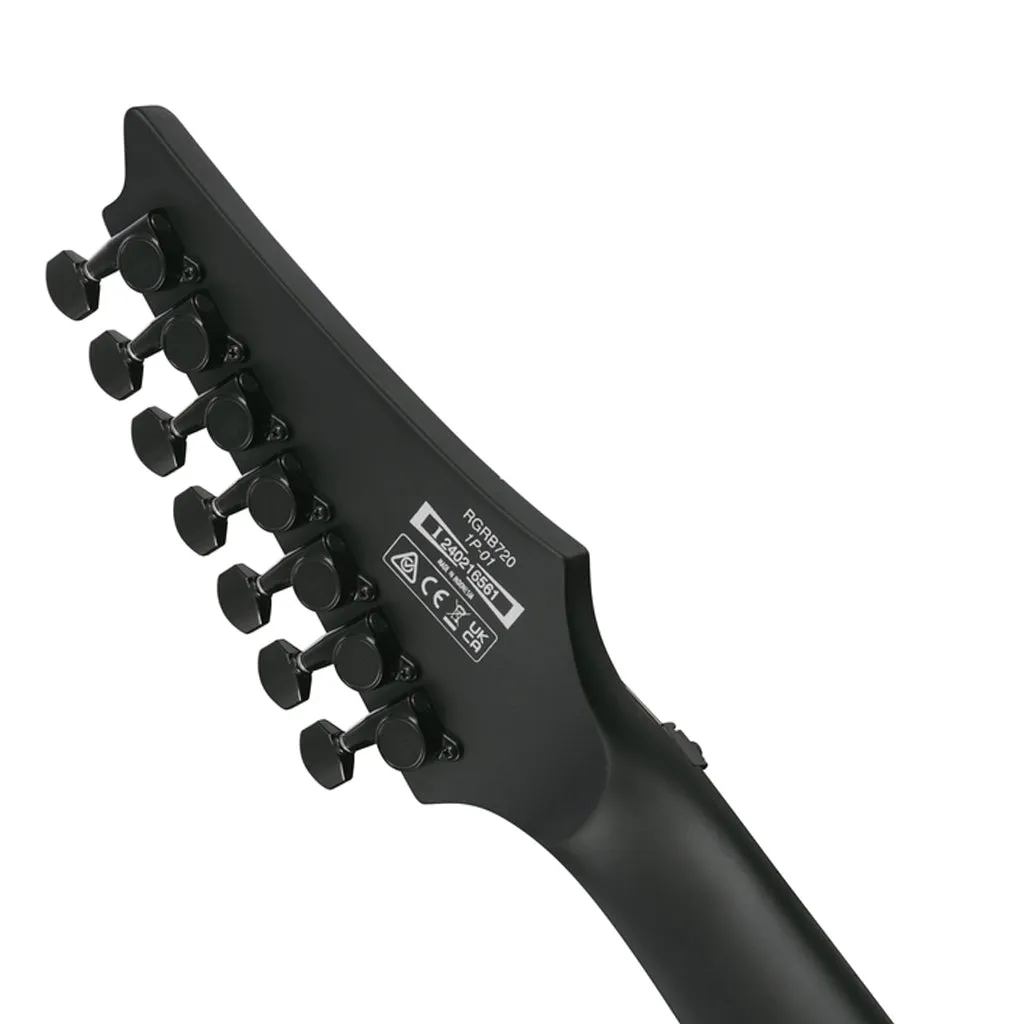 Ibanez RGRB720 7-String Electric Guitar with Ebony Fretboard - Black Flat