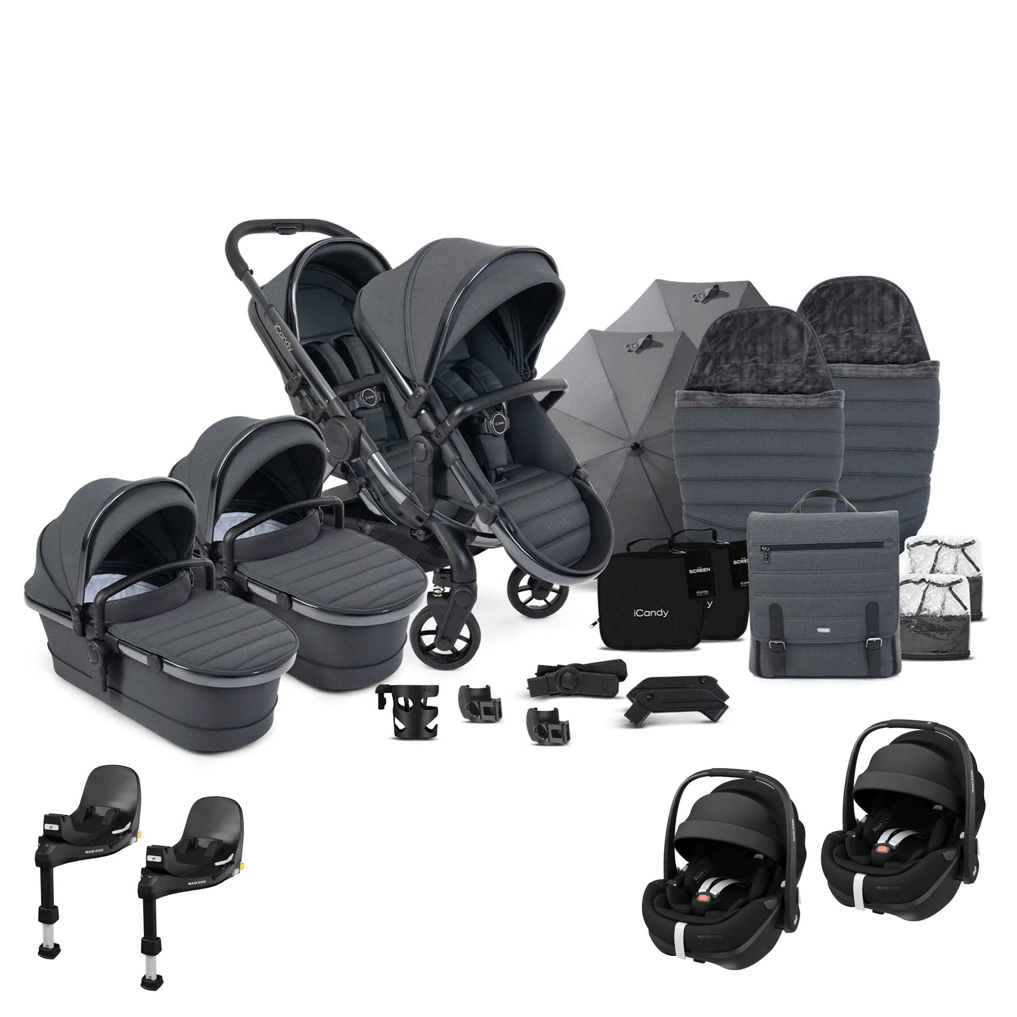 iCandy Peach 7 Twin Complete Maxi-Cosi Travel System in Truffle