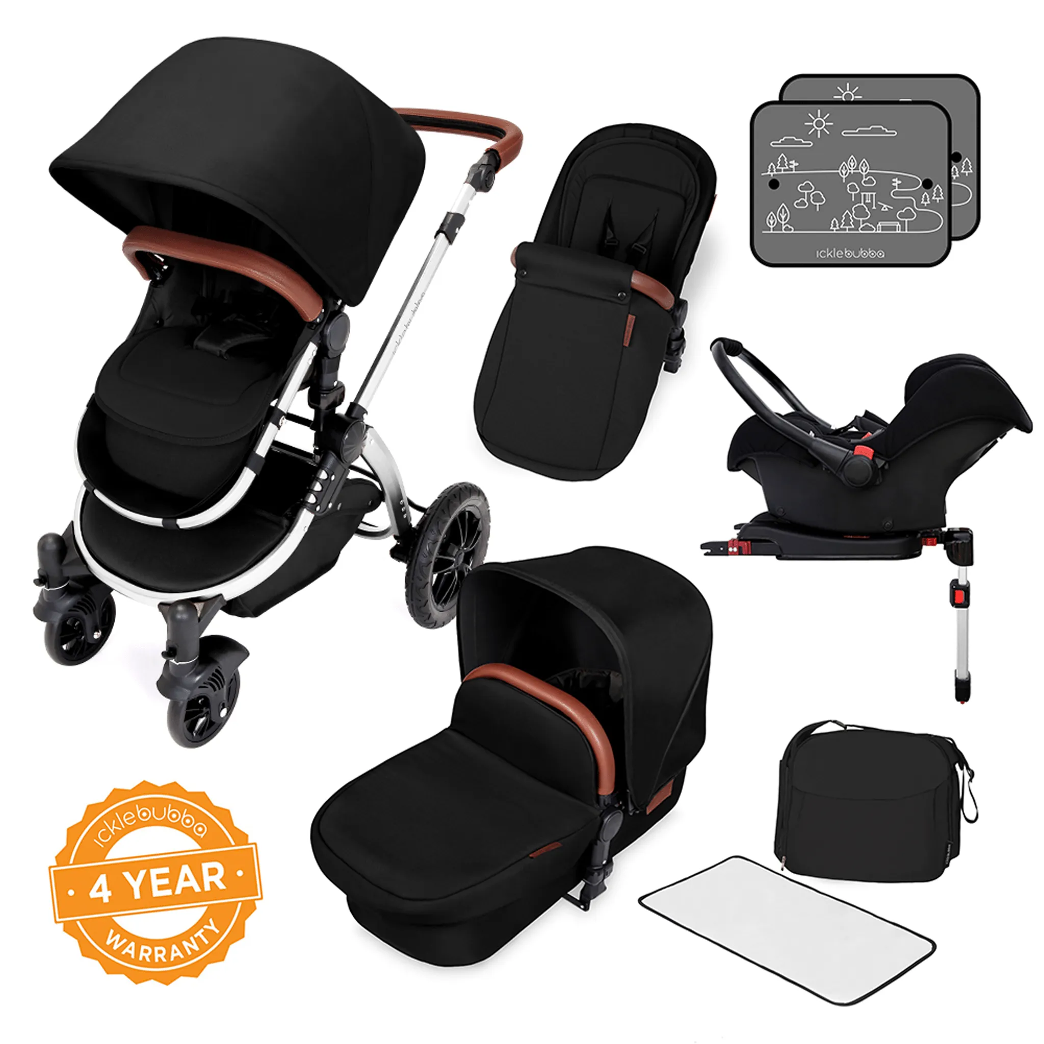 Ickle Bubba Stomp V4 Galaxy Travel System With Base Chrome/Midnight