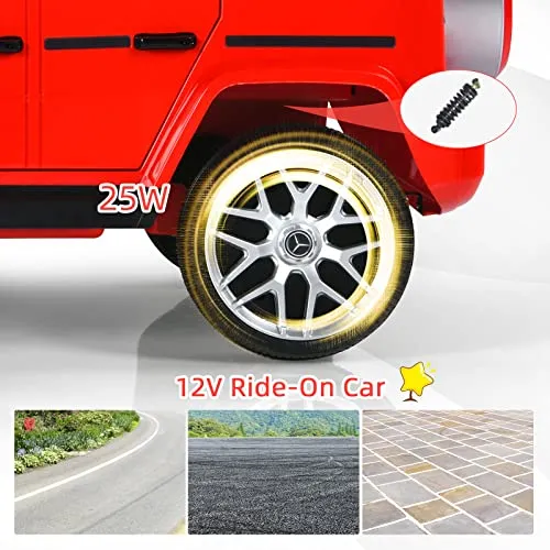INFANS 12V Kids Ride On Car, Licensed Mercedes Benz G63 Electric Vehicle with Remote Control, Double Open Doors, Music, Bluetooth, 2 Speeds, Wheels Suspension, Battery Powered Driving Toy (Red)