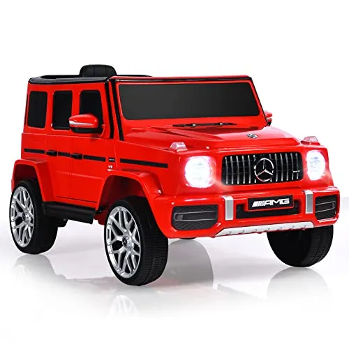 INFANS 12V Kids Ride On Car, Licensed Mercedes Benz G63 Electric Vehicle with Remote Control, Double Open Doors, Music, Bluetooth, 2 Speeds, Wheels Suspension, Battery Powered Driving Toy (Red)