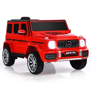 INFANS 12V Kids Ride On Car, Licensed Mercedes Benz G63 Electric Vehicle with Remote Control, Double Open Doors, Music, Bluetooth, 2 Speeds, Wheels Suspension, Battery Powered Driving Toy (Red)