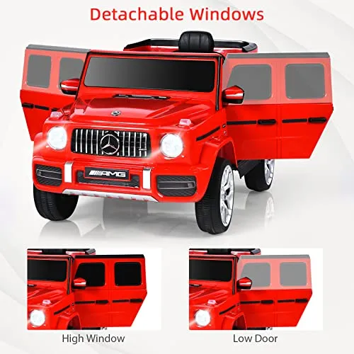 INFANS 12V Kids Ride On Car, Licensed Mercedes Benz G63 Electric Vehicle with Remote Control, Double Open Doors, Music, Bluetooth, 2 Speeds, Wheels Suspension, Battery Powered Driving Toy (Red)