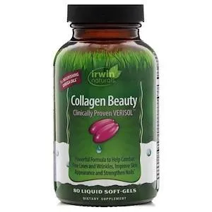 Irwin Naturals Collagen Beauty - 80 Liquid Softgels - Helps Combat Fine Lines & Wrinkles, Improves Skin Appearance & Strengthens Nails - 13 Total Servings