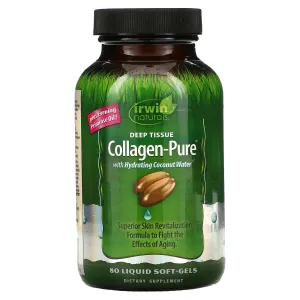 Irwin Naturals Deep Tissue Collagen-Pure - 80 Liquid Softgels - Intense Nourishment for The Skin - 2,000 mg of Hydrolyzed Collagen - 16 Total Servings