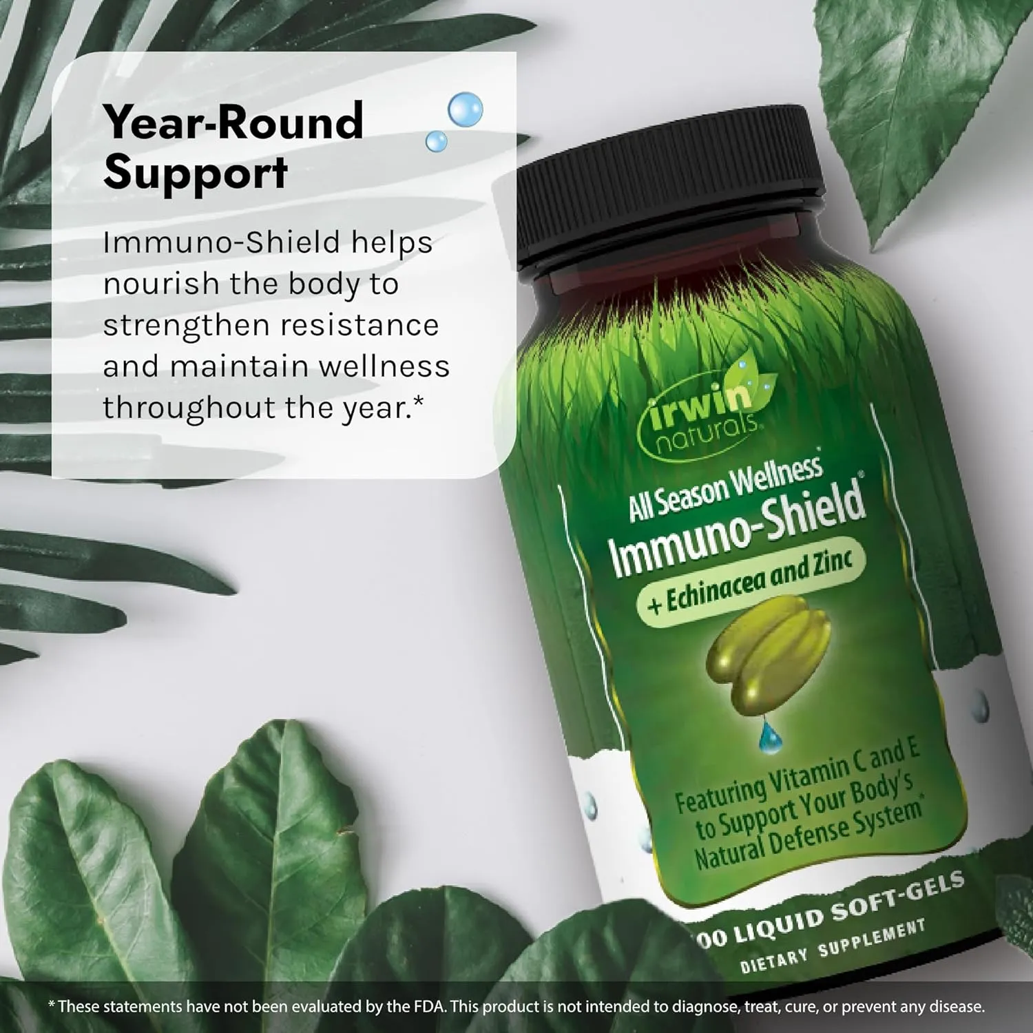 Irwin Naturals Immuno-Shield All Season Wellness - 100 Soft-Gels - Support Your Body’s Natural Defense System - 16 Servings