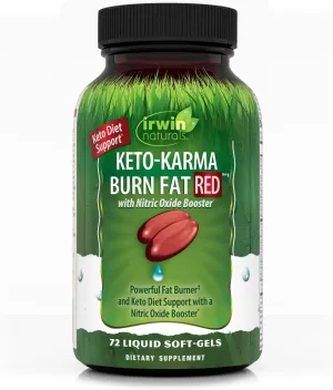 Irwin Naturals Keto-Karma Burn Fat RED - 72 Liquid Soft-Gels, Powerful Fat Burner & Keto Diet Support - With Nitric Oxide Booster - 24 Total Servings