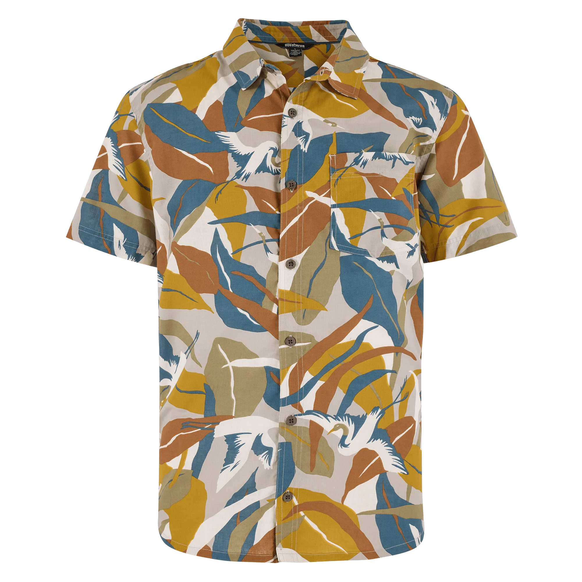 Jangbu Short Sleeve Shirt - Caramel Sarus Crane