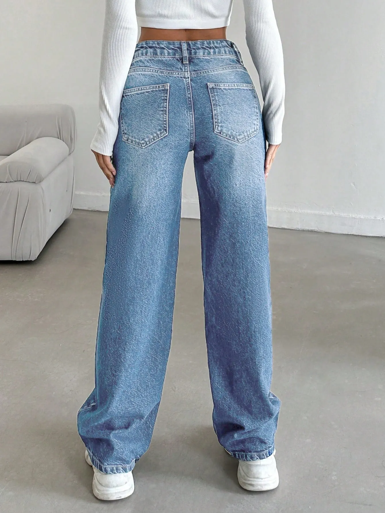 Jeans rectos de algodón para mujer
