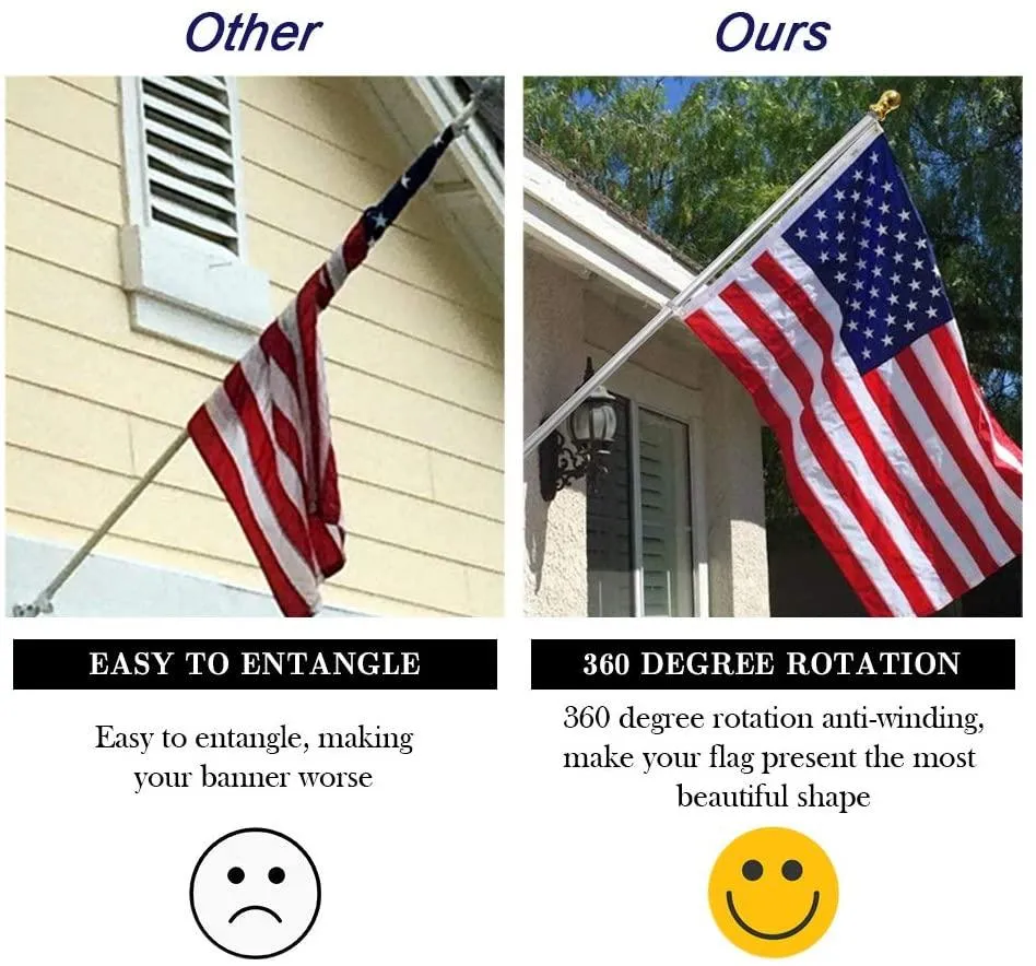 Jetlifee 3x5 FT US Flag with 6 FT Tangle Free Flagpole|american flag with mounting bracket|flag pole for high winds