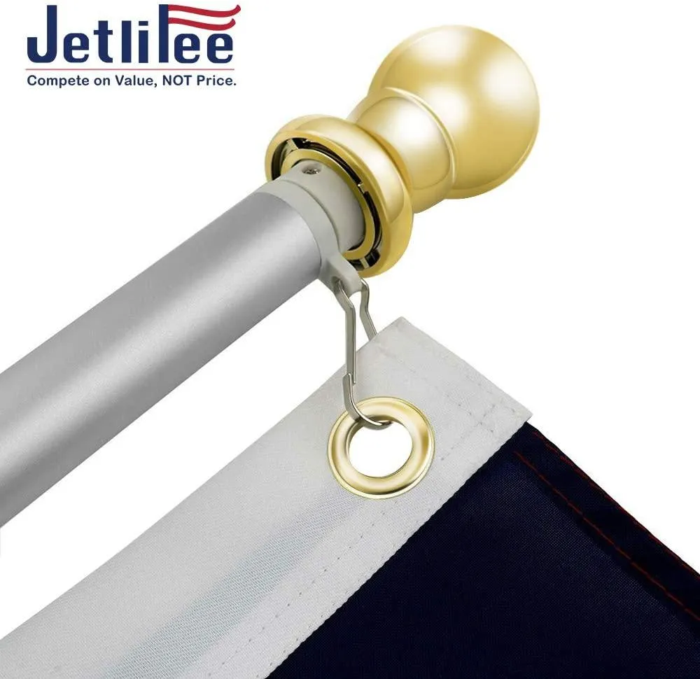 Jetlifee 3x5 FT US Flag with 6 FT Tangle Free Flagpole|american flag with mounting bracket|flag pole for high winds