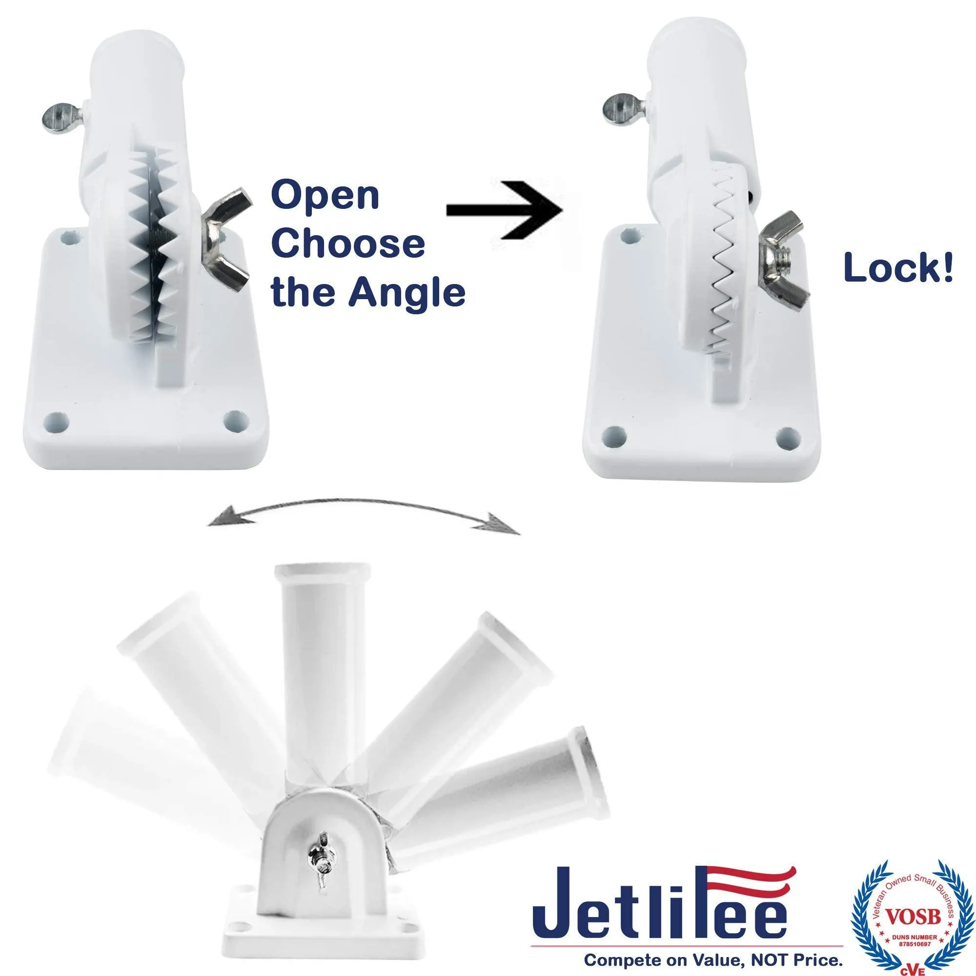 Jetlifee Multi Position Flagpole Mounting Bracket Rust Free Two Colors Available