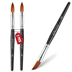 JOSLOVE Acrylic Nail Brush, Kolinsky Acrylic Nail Brush for Acrylic Application, Nail Brushes for Acrylic Powder, Pure Kolinsky Sable Hair, Wooden Handle, 2PCS (Size 18)