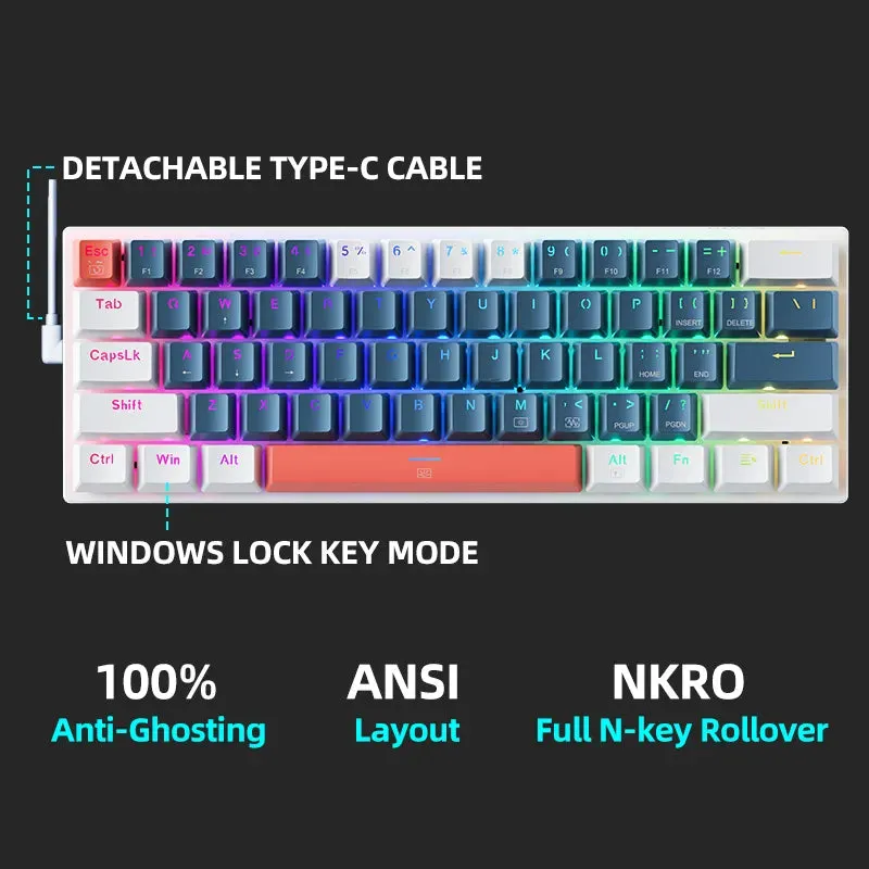 K500-B61 61-Key Mini Mechanical Gaming Keyboard