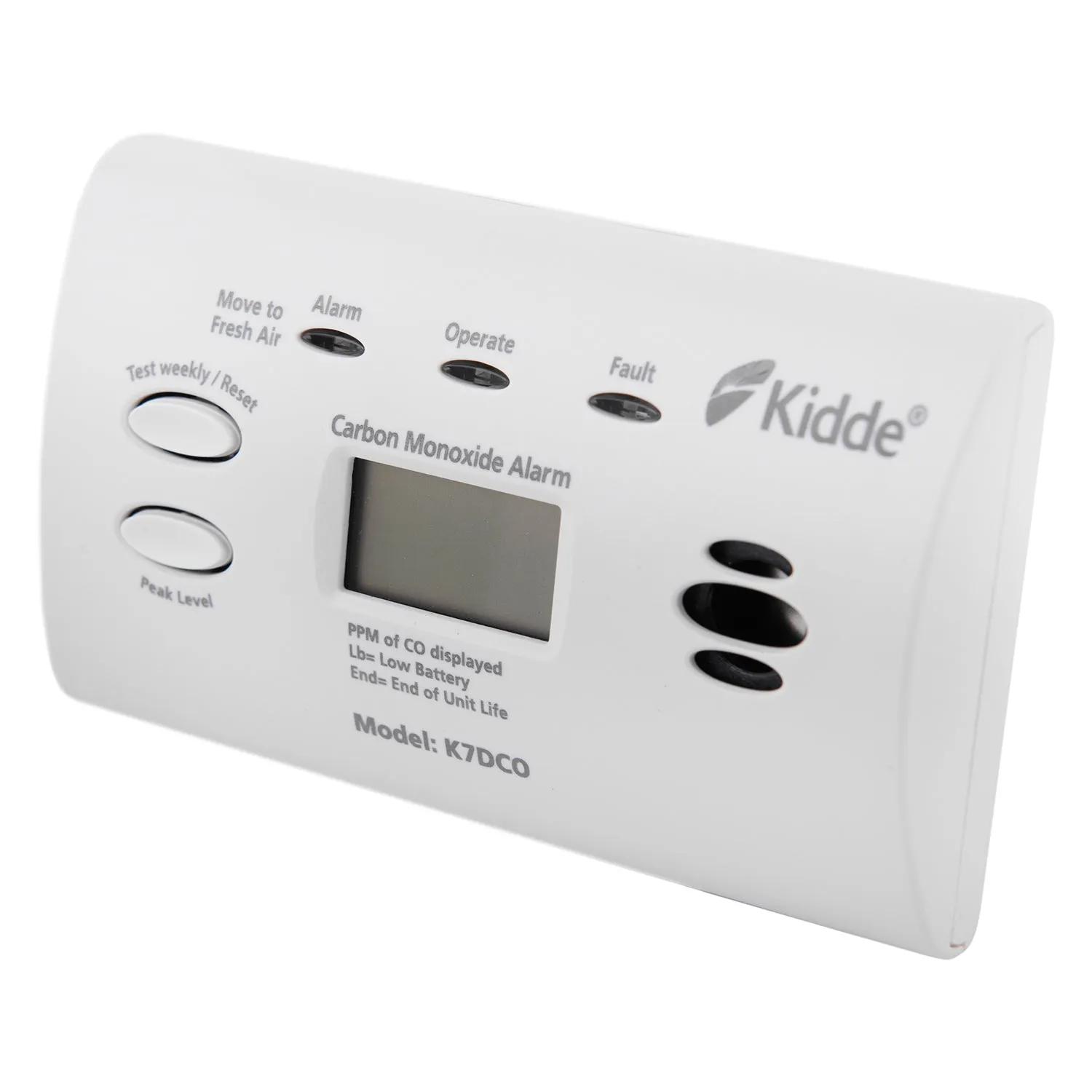 Kidde K7DCO Battery Powered Carbon Monoxide Alarm Alkaline Batteries, 10 Year Sensor Life with Digital Display