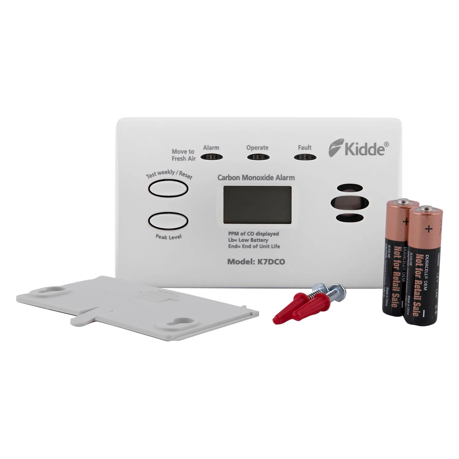 Kidde K7DCO Battery Powered Carbon Monoxide Alarm Alkaline Batteries, 10 Year Sensor Life with Digital Display