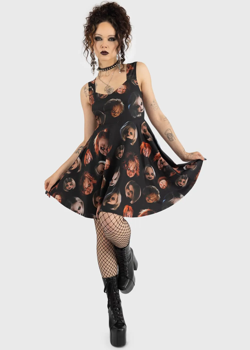 Killstar x Chucky Did You Miss Me Andy Skater Dress Black