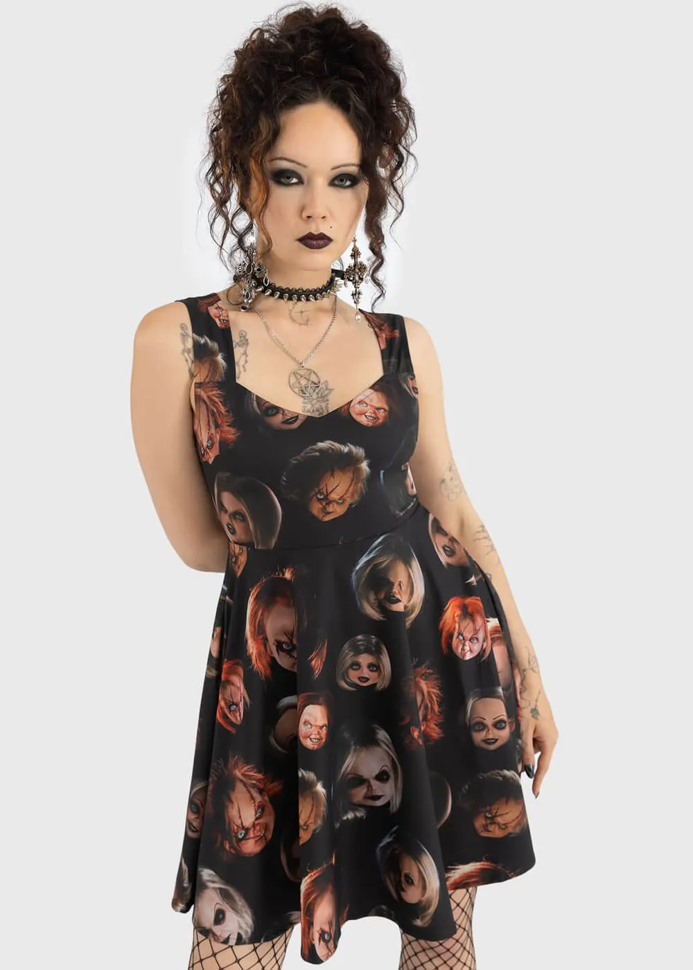 Killstar x Chucky Did You Miss Me Andy Skater Dress Black