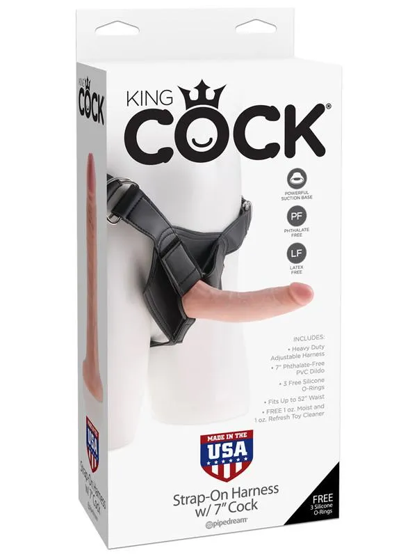 KING COCK 7 in. Realistic Dildo STRAP-ON SET