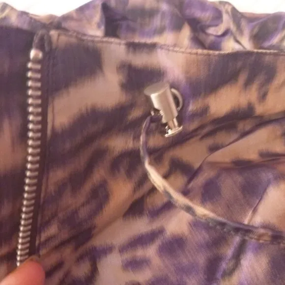 Lafayette 148 Zip Animal Print Leopard Jacket Purple Brown Belted Fitted 10 M