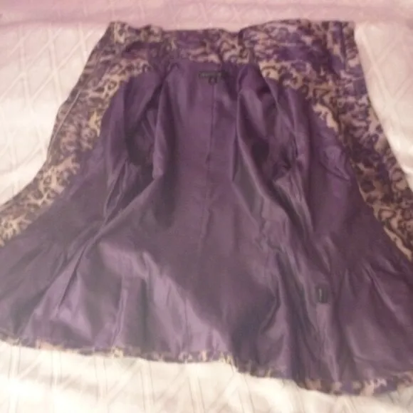 Lafayette 148 Zip Animal Print Leopard Jacket Purple Brown Belted Fitted 10 M