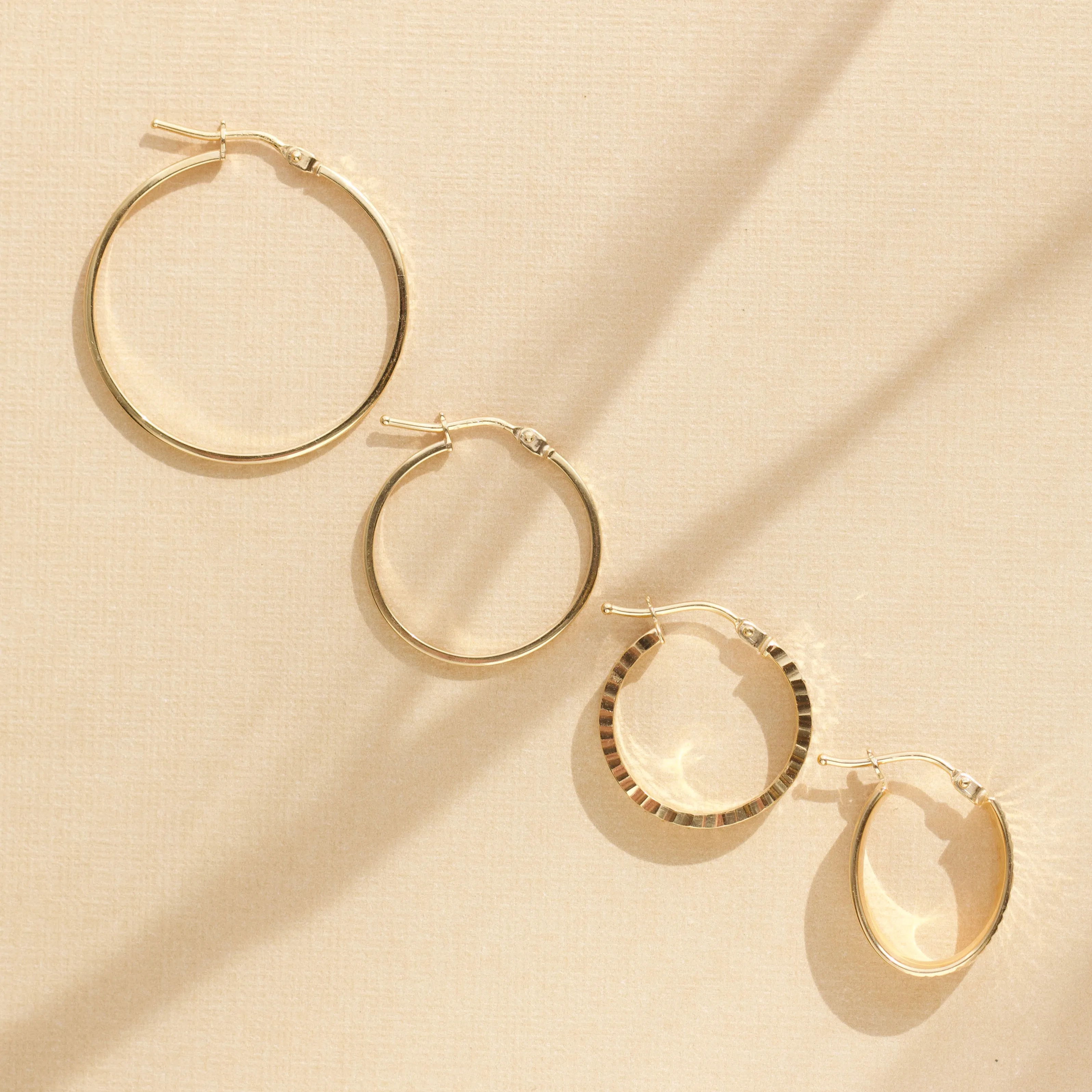 Large Diamond Cut Slim Hoop Earrings