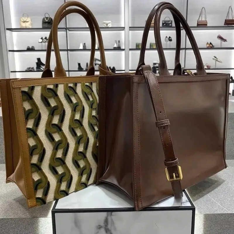 Large Tote Bag Women: Stylish Retro PU Tote with Magnetic Closure & Zippered Pockets - Stay Organized in Fashion