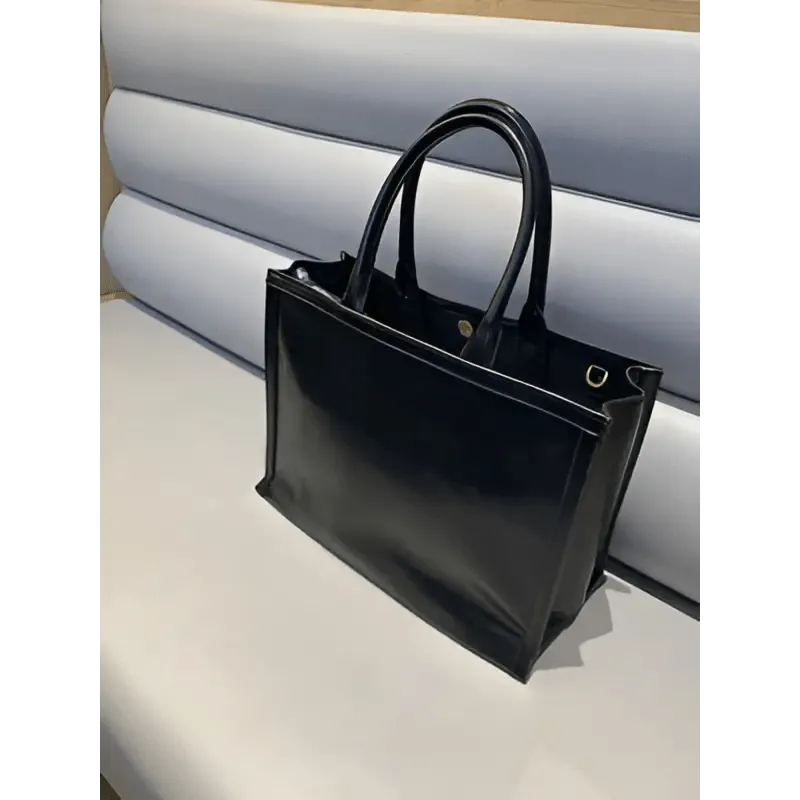 Large Tote Bag Women: Stylish Retro PU Tote with Magnetic Closure & Zippered Pockets - Stay Organized in Fashion