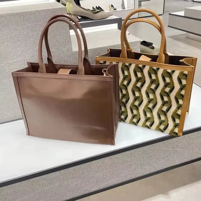Large Tote Bag Women: Stylish Retro PU Tote with Magnetic Closure & Zippered Pockets - Stay Organized in Fashion