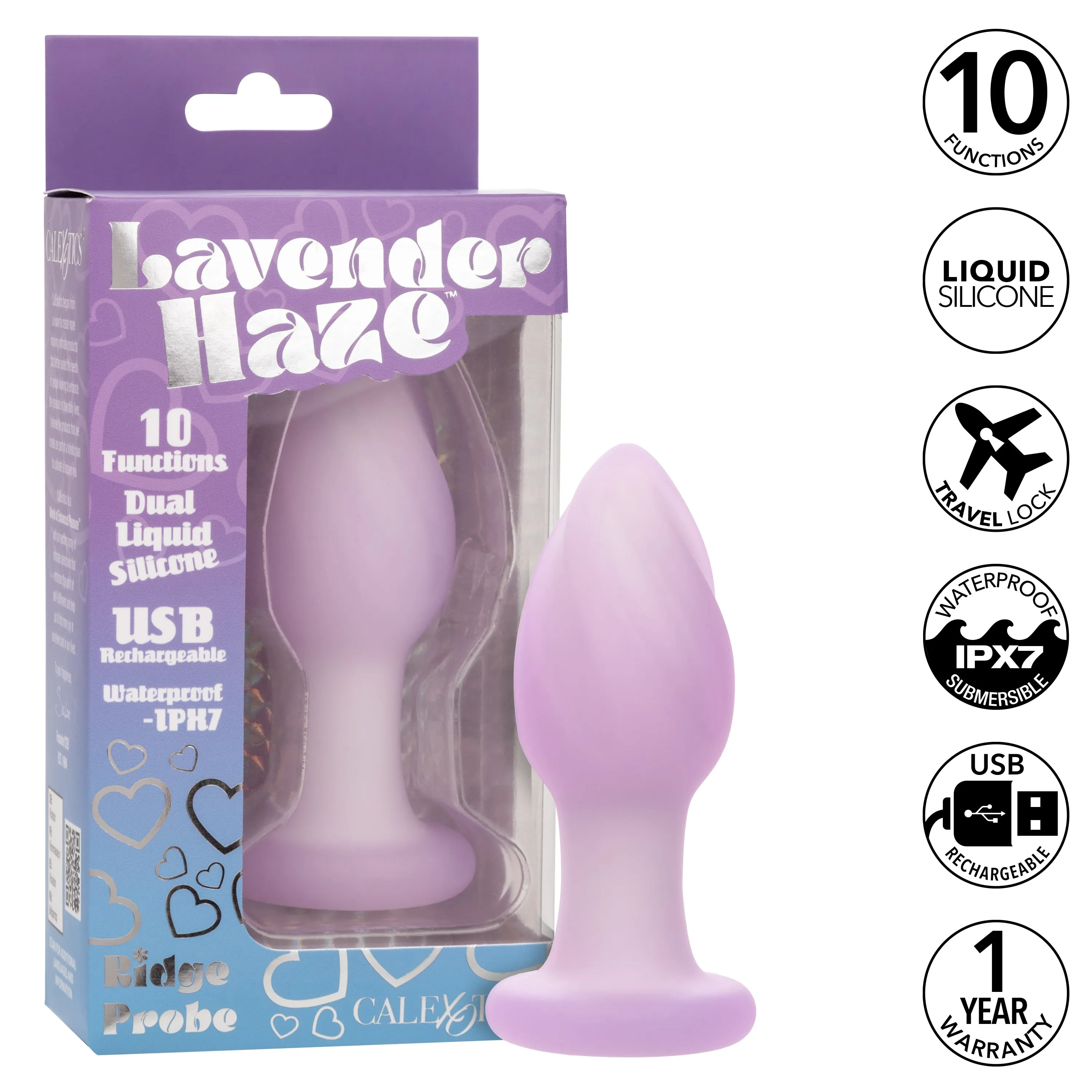 Lavender Haze Ridged Vibrating Butt Plug