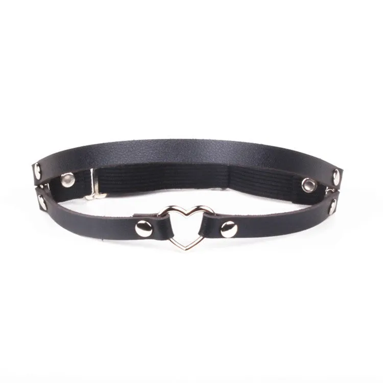 Leather Hand-studded Leg Loop Garter Belt