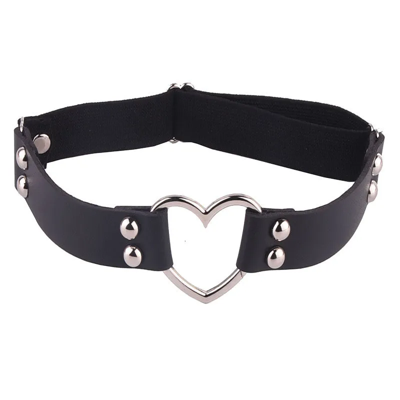 Leather Hand-studded Leg Loop Garter Belt