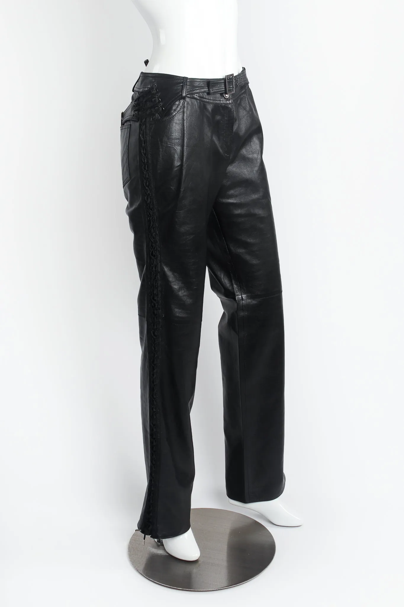 Leather Tuxedo Lace Plaque Pant