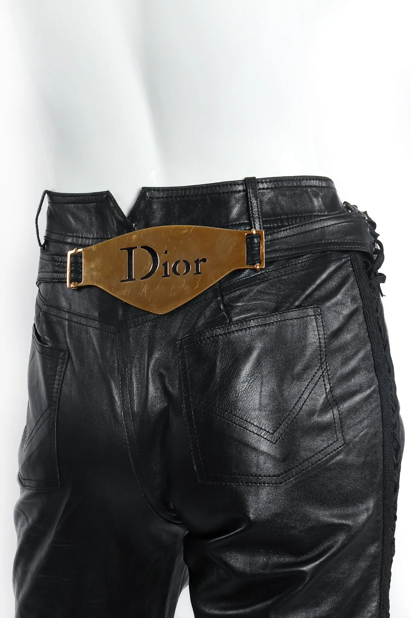 Leather Tuxedo Lace Plaque Pant