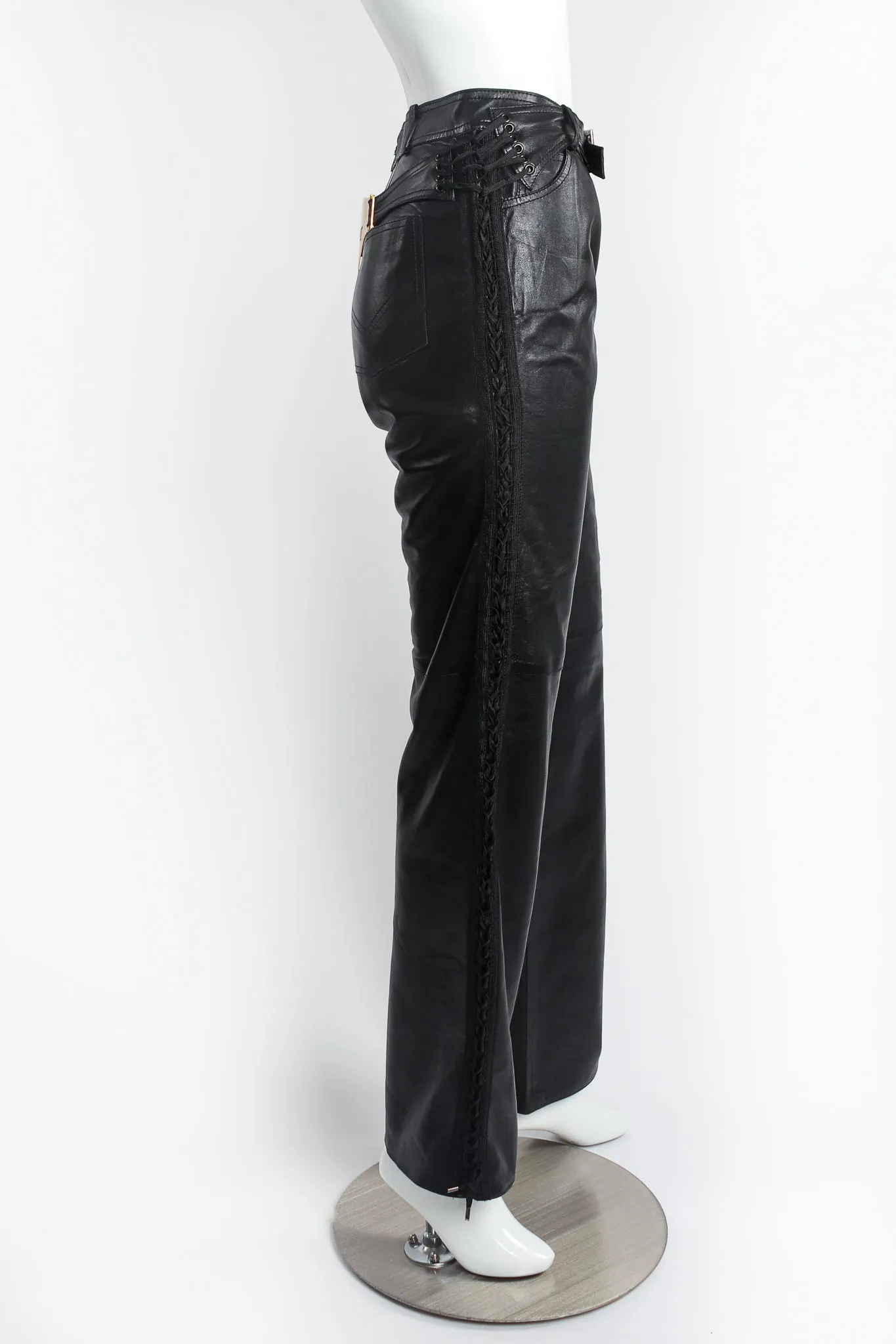 Leather Tuxedo Lace Plaque Pant
