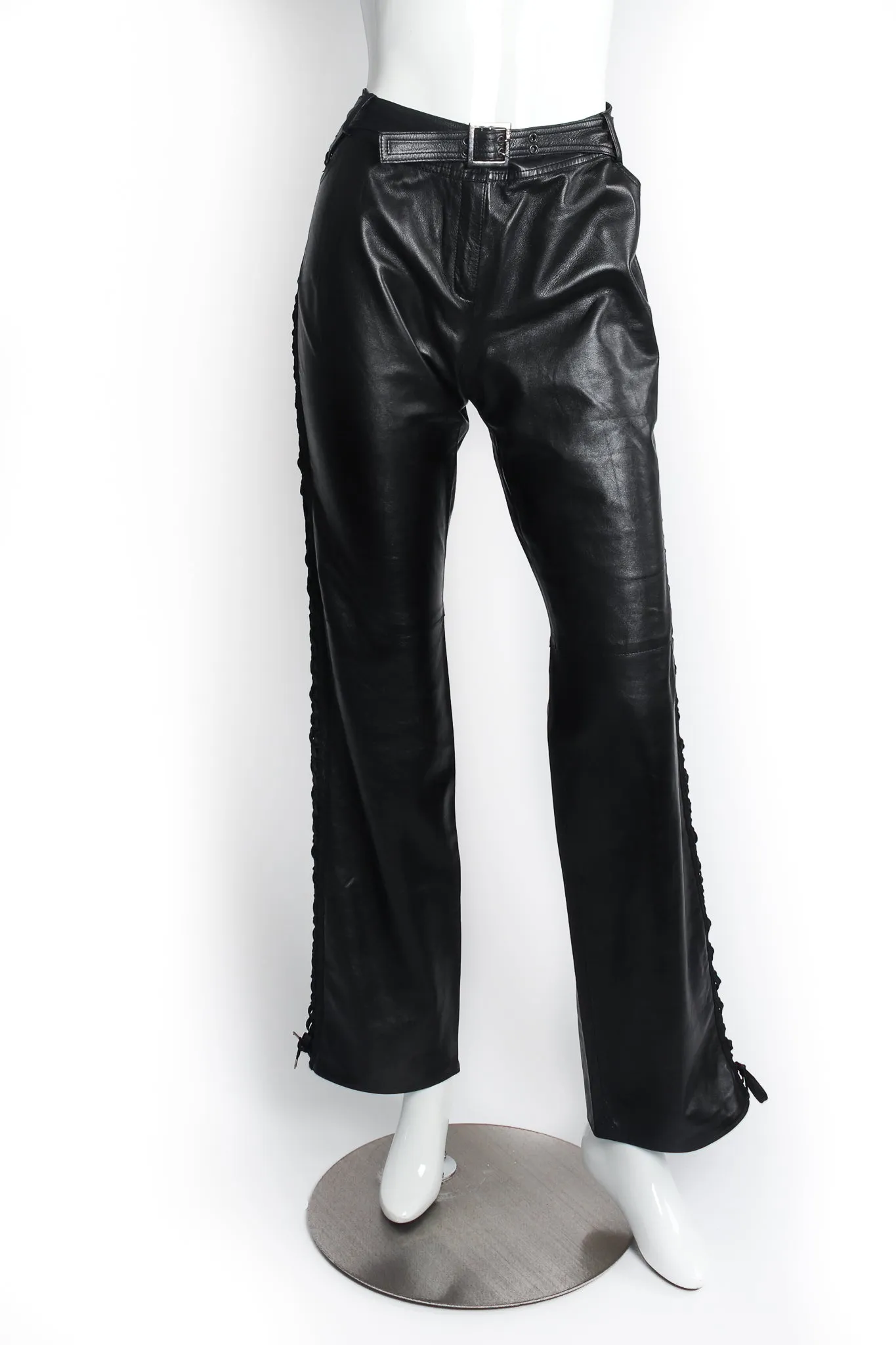 Leather Tuxedo Lace Plaque Pant