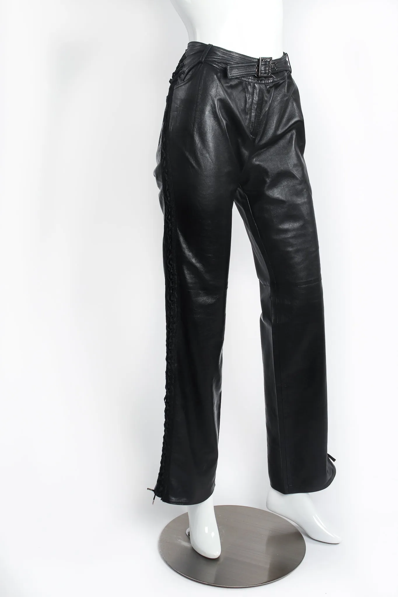 Leather Tuxedo Lace Plaque Pant