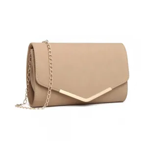Lh1756 - Miss Lulu Leather Look Envelope Clutch Bag - Beige