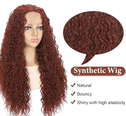 Light Auburn 28"  Heat Resistant T-Part Wig
