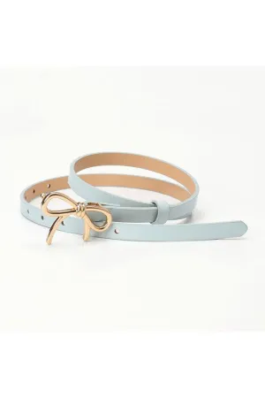 Light Blue Bow Buckle Decor Thin PU Belt – Stylish Adjustable Belt with Gold Bow Buckle for Chic Everyday Looks (Copy) (Copy) (Copy)