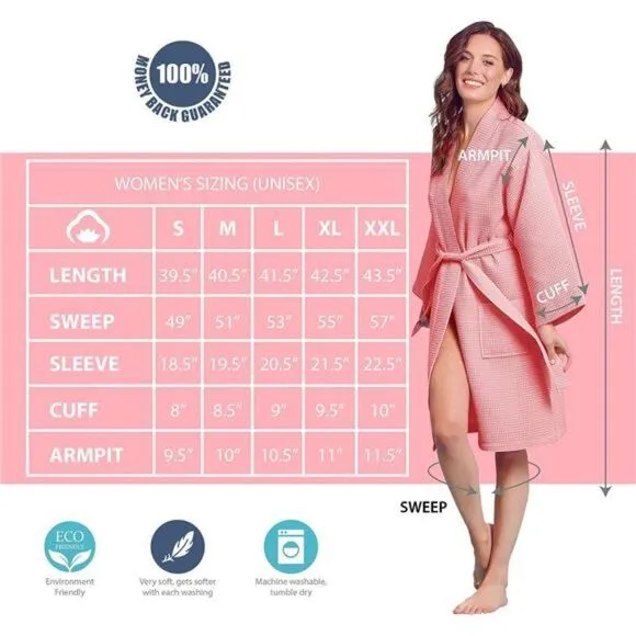 Lightweight Cotton &amp; Polyester Blend Kimono Robe - Women's Bathrobe for SPA