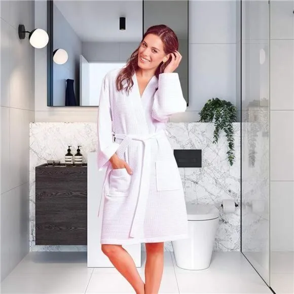 Lightweight Cotton &amp; Polyester Blend Kimono Robe - Women's Bathrobe for SPA