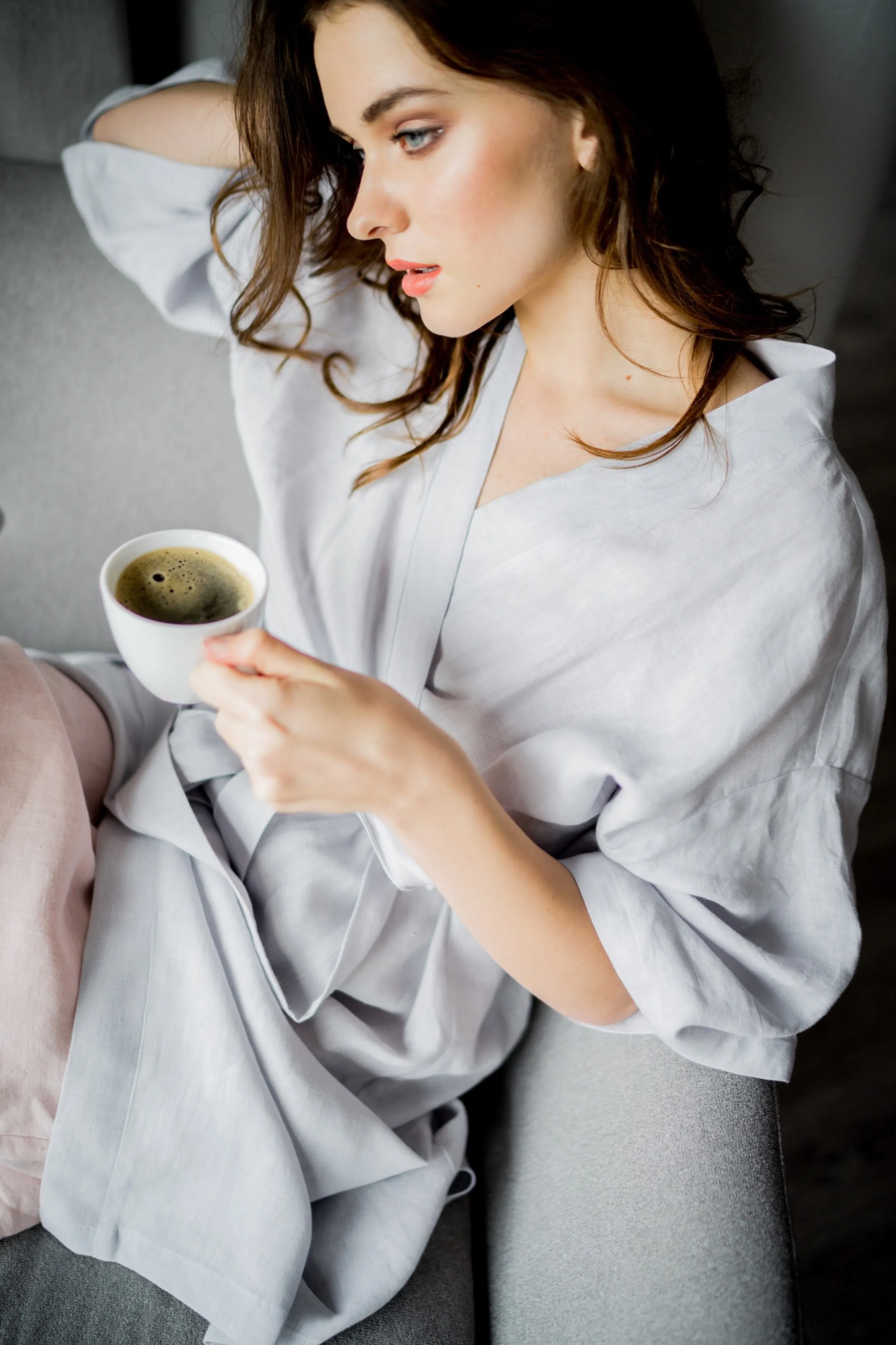 Linen kimono robe