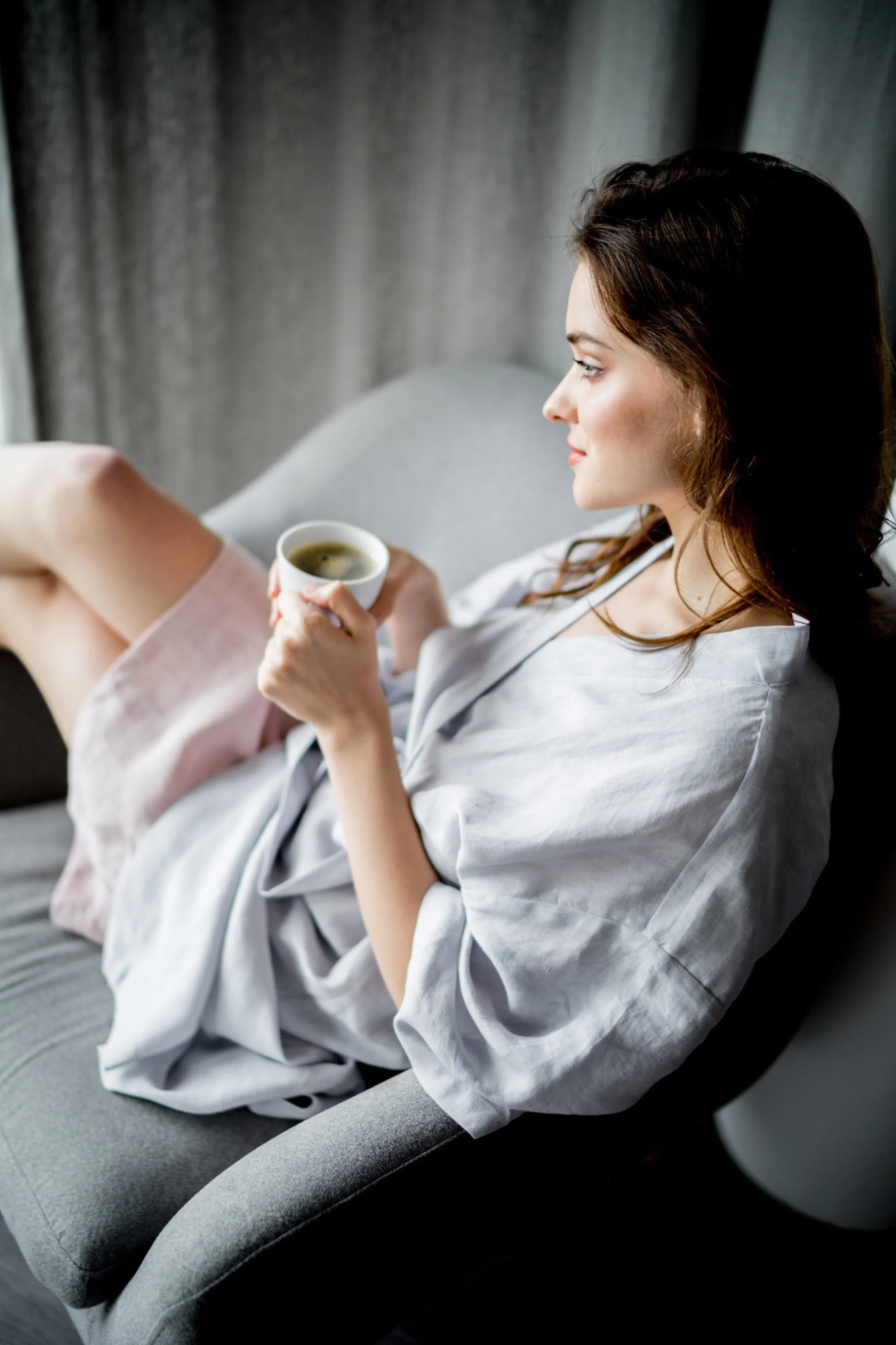 Linen kimono robe