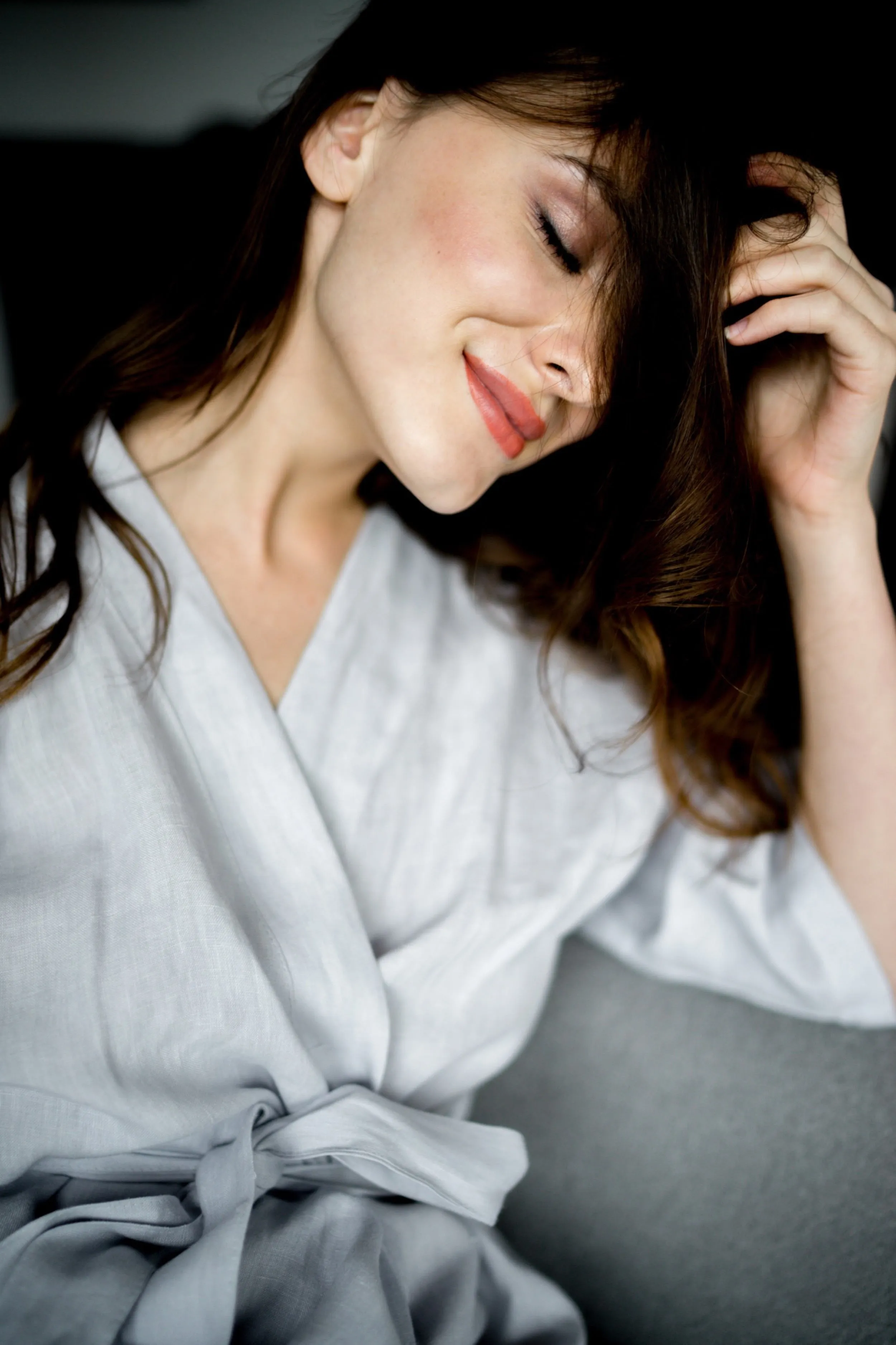 Linen kimono robe