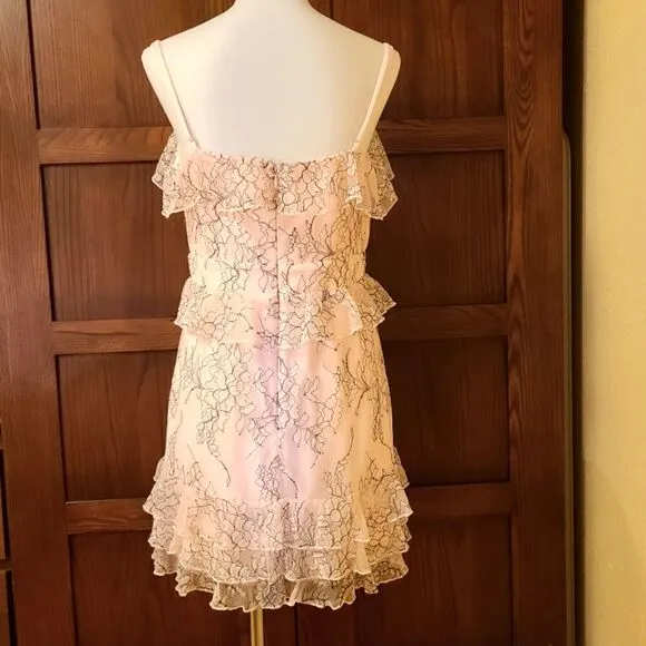 Lovers and Friends Revolve Adaline Mini Dress in Soft Blush Lace Prom Dress
