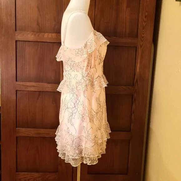 Lovers and Friends Revolve Adaline Mini Dress in Soft Blush Lace Prom Dress